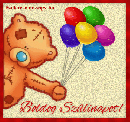 Maci léggömbökkel, születésnapi képeslap