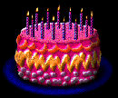 Pink szletsnapi torta g gyertykkal